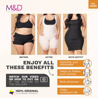 Hourglass Mid Thigh Bodysuit for Guitar & Reloj de Arena body types - MYD F00485